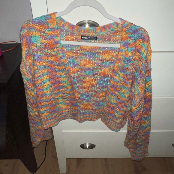 NWOT Shein Rainbow Cropped Cardigan - Picture 3 of 5